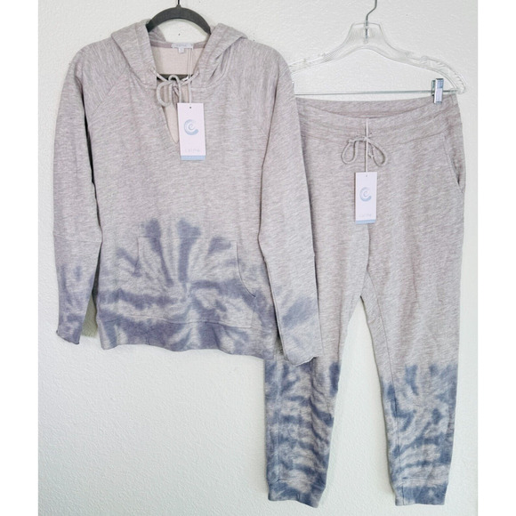 Calme Women Medium Set Jogger Pants Hoodie Mira Tie Dye Outfit Lounge